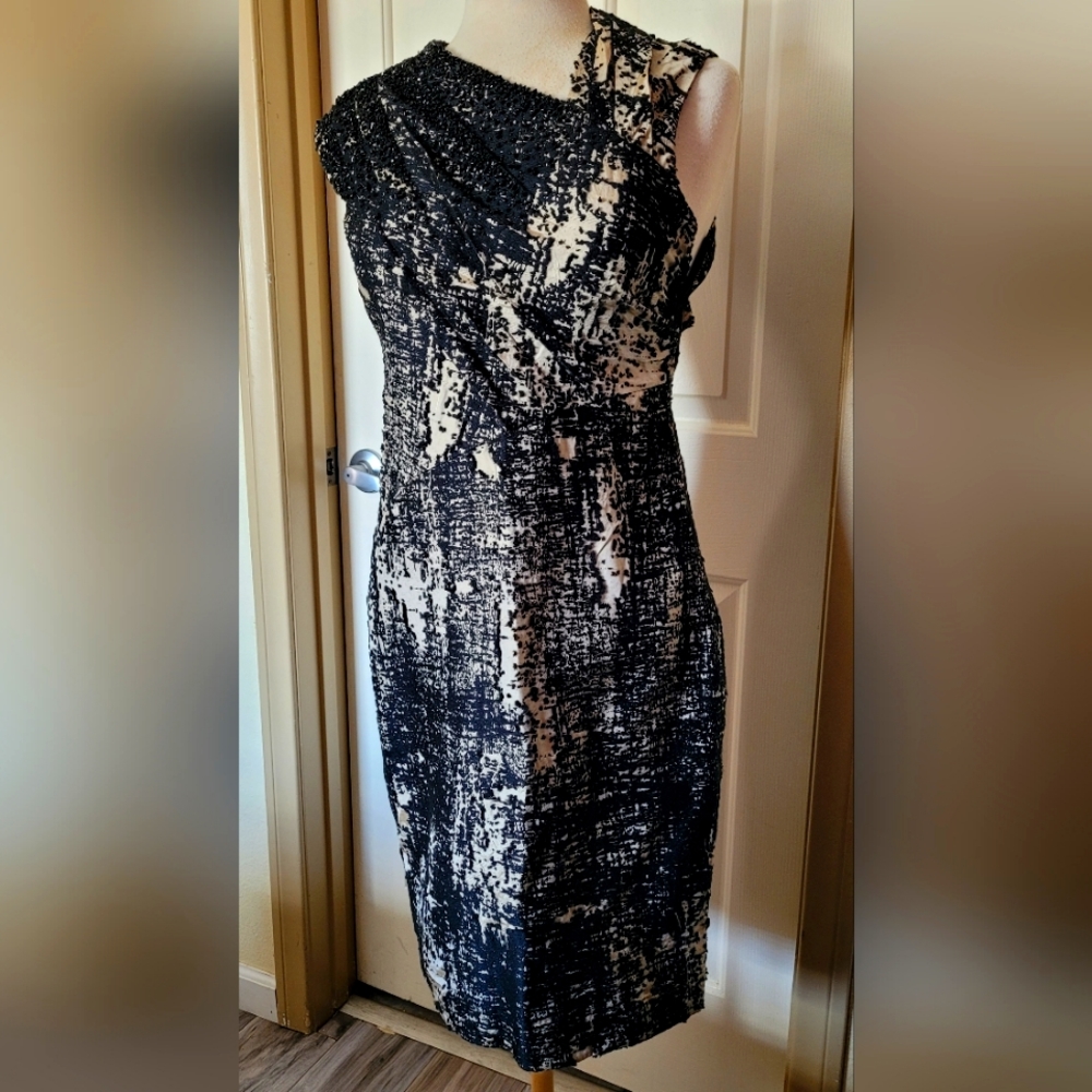 Ports 1961 cocktail dress black & white fully lined size 2